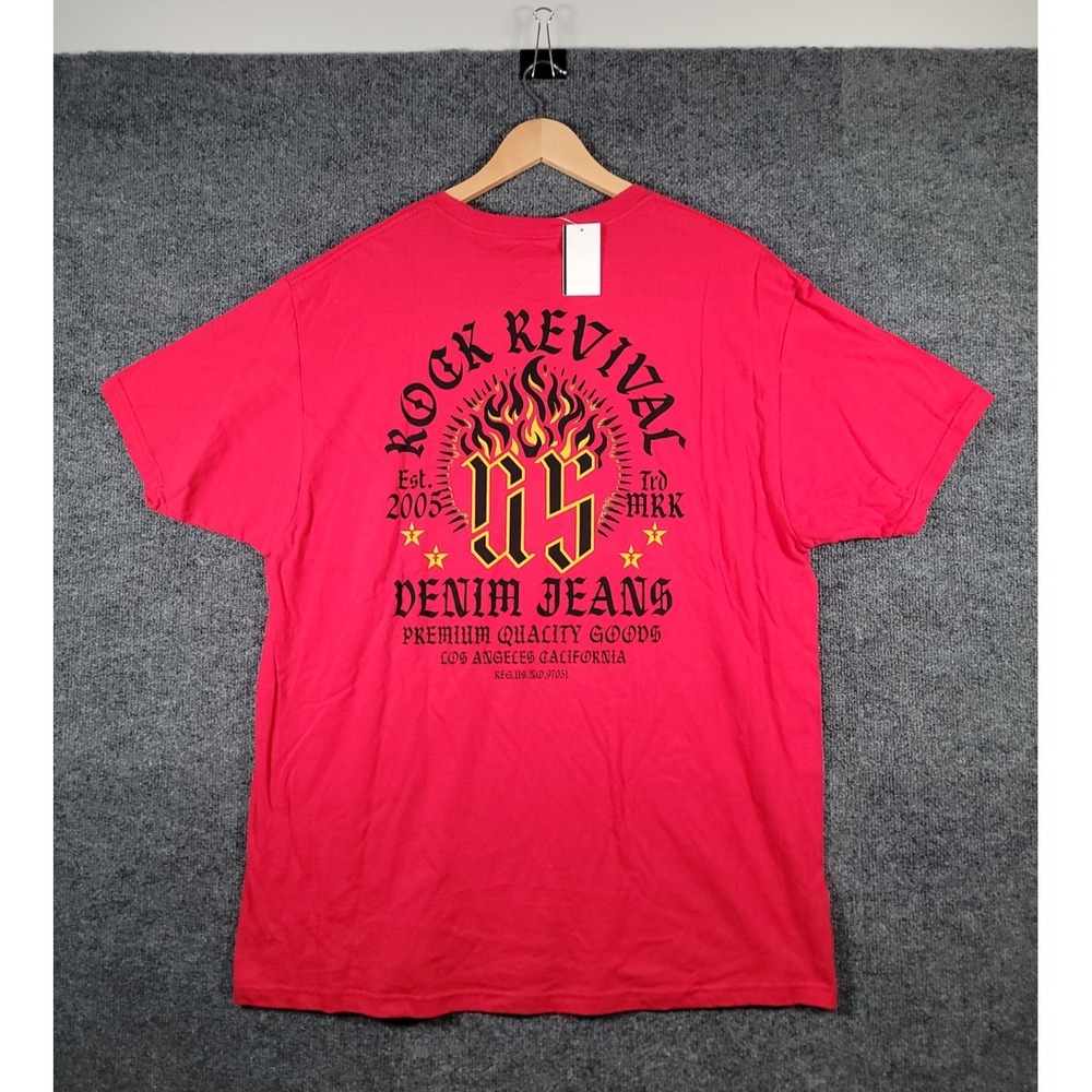 Rock Revival T-Shirt Mens XL Red Short Sleeve Preppy Double Sided Cotton NWT $65